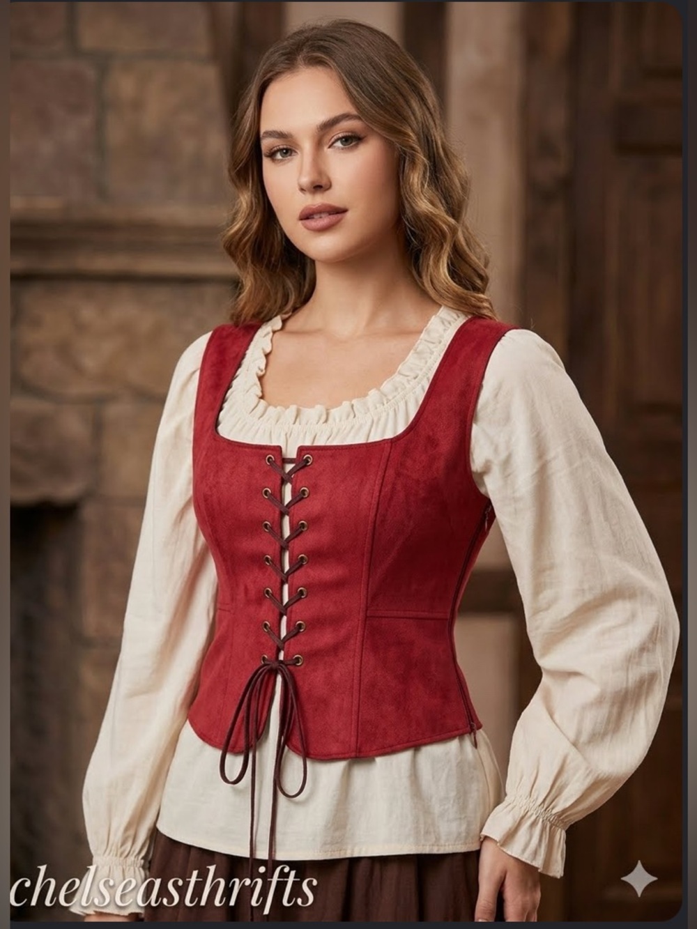 NWT Scarlet Darkness / DRTES Renaissance Lace-Up Corset Top S Pirate Bodice Vest